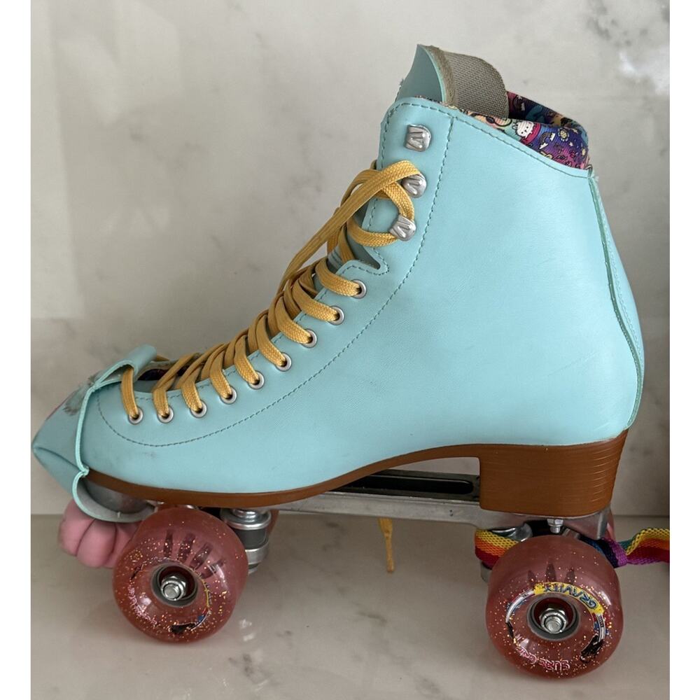 Moxi Beach Bunny Roller Skates - Pool Blue with Mustard Laces - Women's Size 10 - Picture 6 of 15